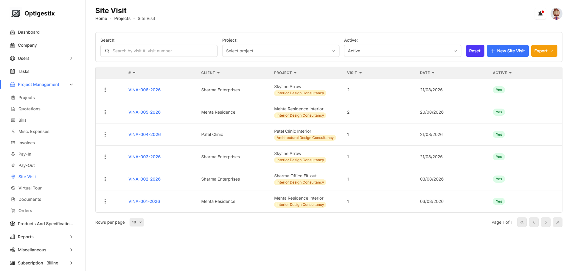 Site visit logging on mobile with progress and issue capture