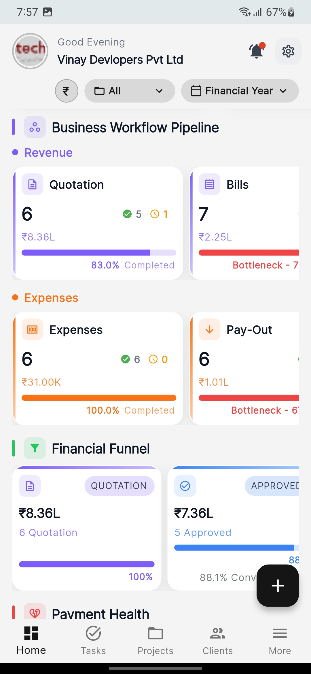 Workflow pipeline on the Optigestix mobile app